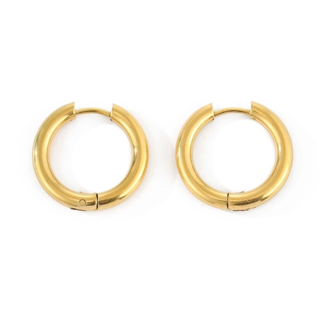 Pendientes de Aro de Acero Inoxidable Sólido para Mujer Minimalistas Bañados en Oro 14K Redondos Geométricos Joyería de Moda