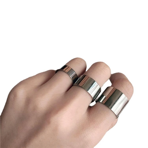 Anelli Aperti Minimalisti In Acciaio Inossidabile Fascia Larga Lucidati A Specchio Stile Industriale Gioielli Di Moda Unisex