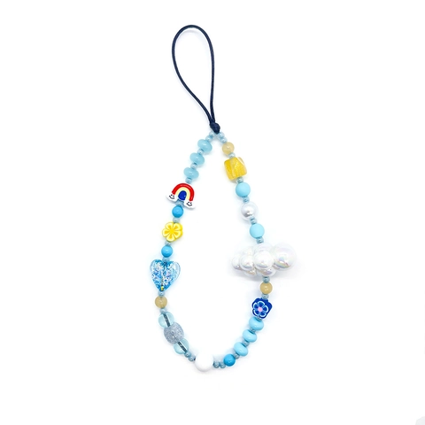 Handmade Colorful Beaded Phone Strap Acrylic Glass Beads Phone Chain Anti-loss Bag Charm For Women Girls Fruit Heart Rainbow