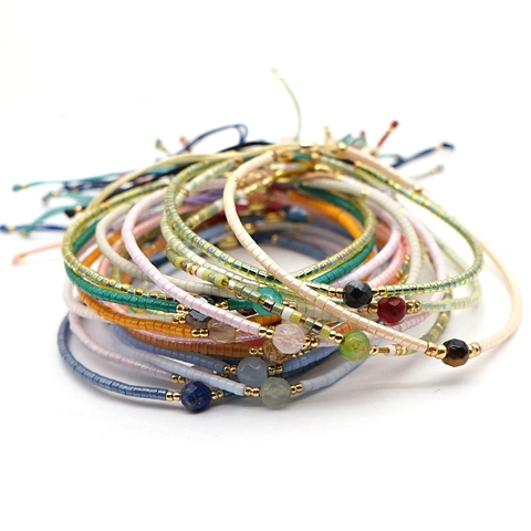 Handgemaakte Boheemse Miyuki Kraal Armband Voor Vrouwen Natuursteen Verstelbare Geweven Vriendschapsarmband Sieraden