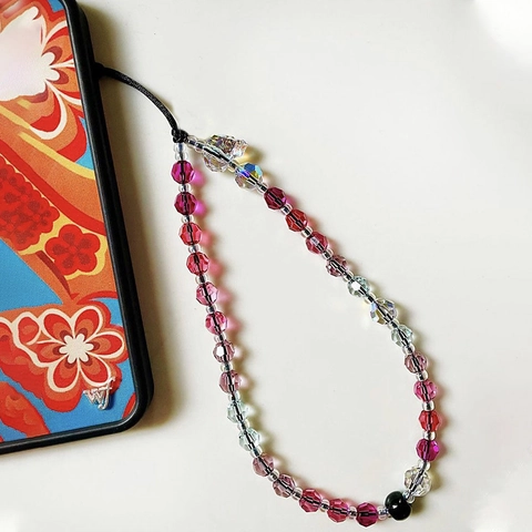 Facettiertes Kristall Acryl Totenkopf Handy Anhänger Band Trendiges Tschechisches Glas Perlen Anti-Verlust Lanyard Für Damen