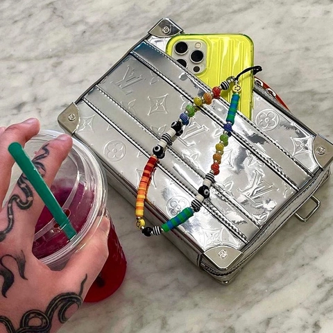 Handmade Colorful Soft Clay Beaded Phone Lanyard With Smile Face Evil Eye Stripe Beads For Women Y2K INS Fashion Jewelry