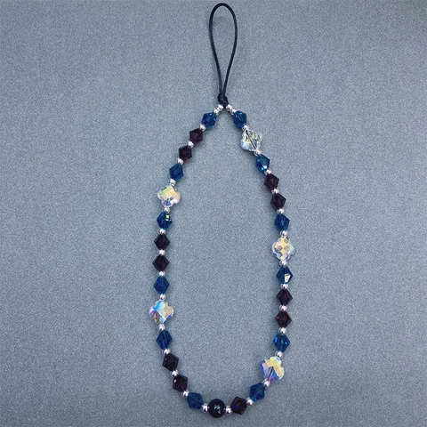 Handmade Crystal Four-Leaf Clover Beaded Phone Lanyard Iridescent Rhombus Acrylic Bead Wrist Strap Phone Keychain For Men Women Daily Use