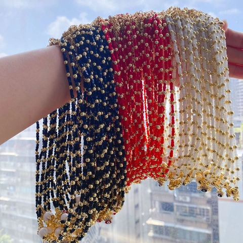 Collier Pendentif Perle Artificielle Alliage Bohême Rouge Noir Blanc Perles de Verre Mauvais Œil Bijoux pour Femmes