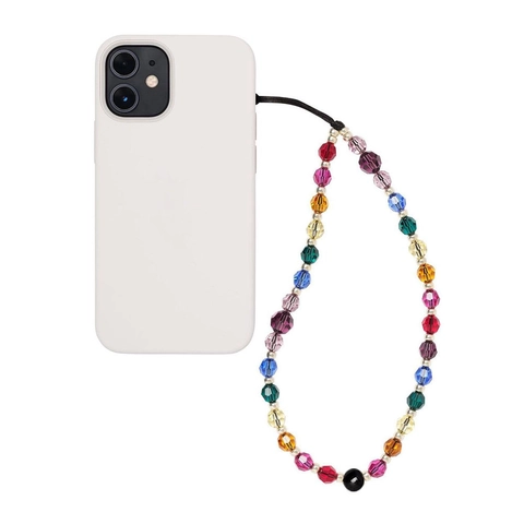 Cordino per Telefono in Perline di Cristallo Sfaccettato Colorato Cinturino da Polso Corto Catena in Acrilico Arcobaleno per Donna
