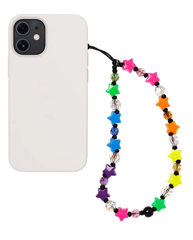Bunte Acryl Stern Perlen Handy Lanyard Kristall Hand Handgelenk Riemen Ästhetische Dopamin Stil Handy Kette Charme Für Damen