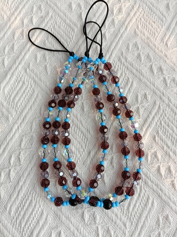 Faceted Crystal Glass Beaded Phone Lanyard Anti-Lost Mobile Phone Chain Wrist Strap Contrast Color Hanging Decoration For Women Men