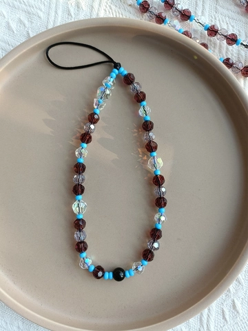 Faceted Crystal Glass Beaded Phone Lanyard Anti-Lost Mobile Phone Chain Wrist Strap Contrast Color Hanging Decoration For Women Men