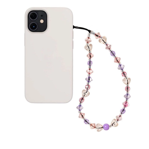 Handmade Beaded Phone Chain Acrylic Heart Crystal Glass Bead Phone Strap Lanyard For Women Fashion Tech Accessories