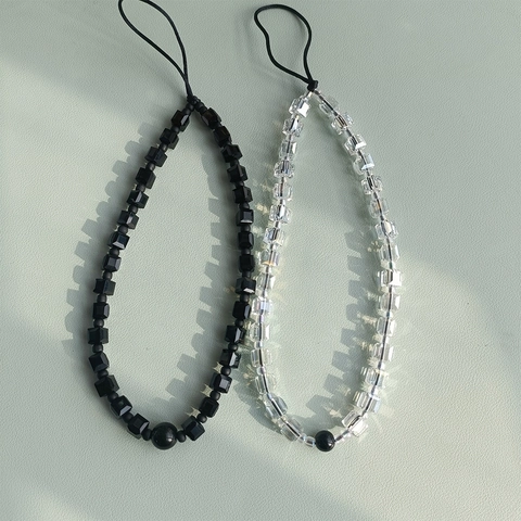 Minimalist Ins Style Beaded Phone Chain Faceted Artificial Crystal Glass Beads Anti-Lost Strap For Phone Camera CCD Accessories