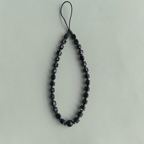 Crystal Glass Beaded Phone Lanyard Minimalist ins Style Square Bead Chain For Camera Cell Phone Universal Anti-lost Strap
