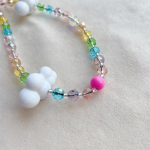 Chaîne de Téléphone en Perles Colorées Faite à la Main Avec Breloques Nuage Blanc Perles en Cristal Acrylique Cordon Anti-perte pour Femme Téléphone Sac Décor