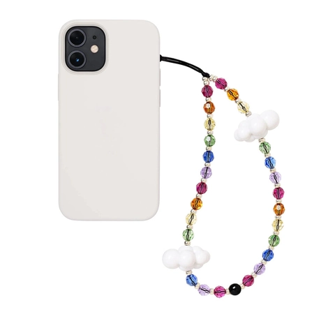 Handmade Crystal Beaded Phone Strap With Resin Cloud Charms Cute Rainbow Colorful Phone Chain Wrist Strap For Women Girls