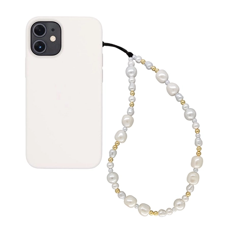Baroque Artificial Pearl Beaded Phone Chain Handmade Acrylic Gold Bead Mobile Strap For Women Phone Jewelry Fashion Lanyard