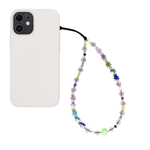 Colorful Glass Beaded Phone Chain Sweet Star Flower Anti-lost Phone Lanyard Women Fashion Tech Accessory Hand Wrist Strap