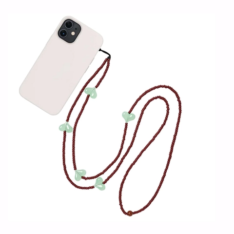 Handmade Beaded Phone Lanyard Heart Charm Crossbody Neck Strap Resin Plastic Phone Chain For Women Mobile Phone Accessories