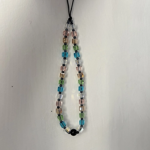 Handgefertigte Kristall Würfel Perlen Handykette Mehrfarbige Quadratische Perle Handy Strap Trendy INS Stil Dekorative Lanyard Damen Zubehör