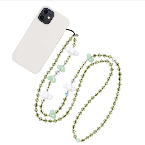 Handmade Beaded Phone Charm Strap With Heart Cloud Star Anti-Lost Crossbody Phone Chain For Women Girls Cute Accessory