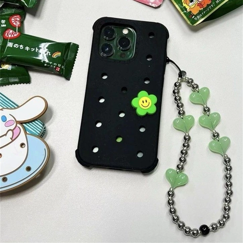 Cordino per Telefono a Forma di Cuore Fatto a Mano Anti-Smarrimento Perline di Rame Cuore in Resina Catena per Donna Decorazione