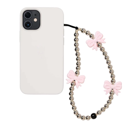 Ciondolo per Cellulare in Perline Fatto a Mano Perle con Fiocco in Resina Stile Ins Dolce Cordino per Cellulare Moda per Donna Ragazza
