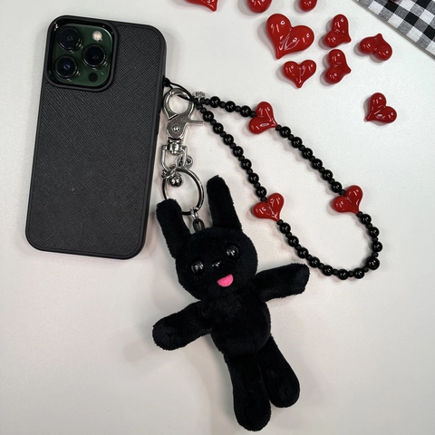 Handmade Beaded Phone Strap With Resin Heart Charm Aesthetic Glass Bead Wrist Lanyard For Women Mobile Phone Decoration