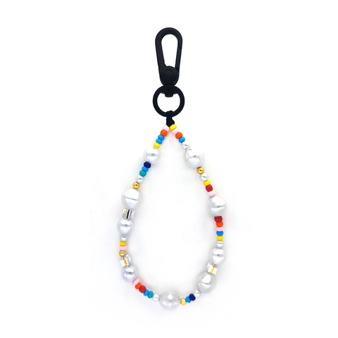Barock Künstliche Perle Gewebt Regenbogen Perlen Schlüsselanhänger Für Damen Glasperlen Tasche Anhänger Dekoration Handgemachter Schmuck