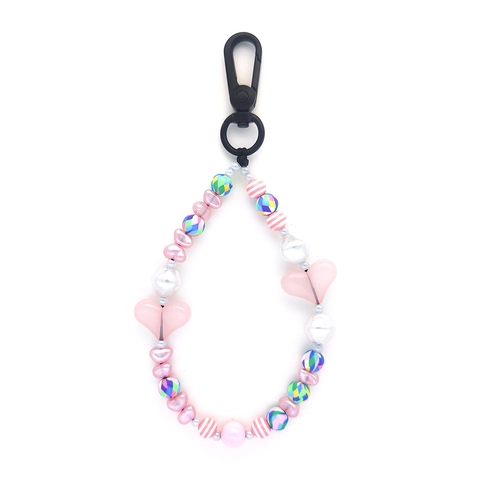 Portachiavi in Perline Fatto a Mano Ciondolo a Cuore Perla Artificial d'Imitazione Barocca Ciondolo Borsa Colorato per Donna Ragazza