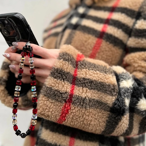 Handmade Glass Crystal Cube Beaded Phone Chain Gradient Anti-Lost Wrist Strap Lanyard For Women Tech Accessories Jewelry