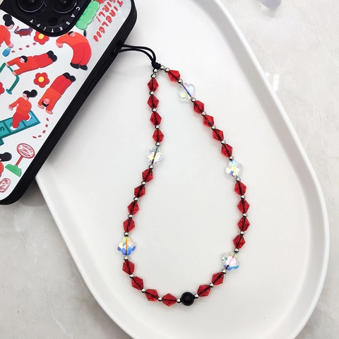 Kristallen Kralen Mobiele Telefoon Lanyard Strap Met Klaver Charmes Voor Vrouwen Telefoonhoesje Decoratie Sleutelhanger Accessoires