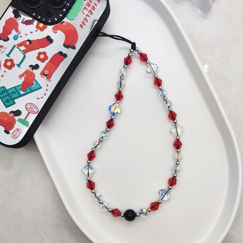 Kristallen Kralen Mobiele Telefoon Lanyard Strap Met Klaver Charmes Voor Vrouwen Telefoonhoesje Decoratie Sleutelhanger Accessoires