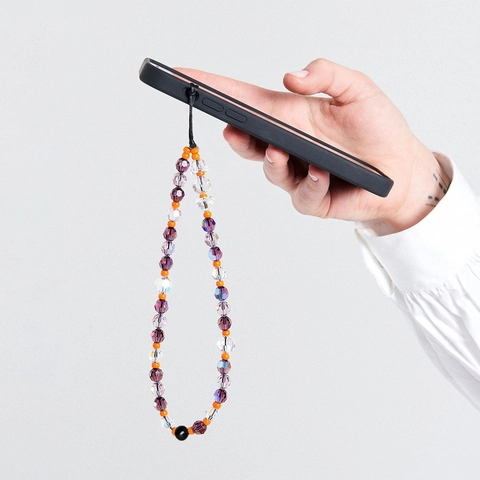 Handmade Crystal Glass Beaded Phone Chain Faceted Beads Anti-Lost Phone Jewelry For Women Bohemian Mobile Hanging Charm