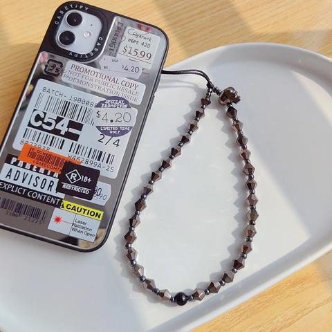 Halloween Crystal Skull Beaded Phone Lanyard Personalized Mobile Phone Chain For Women Y2K Ins Style Anti-Lost Accessory