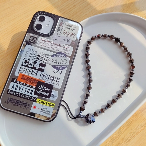 Halloween Crystal Skull Beaded Phone Lanyard Personalized Mobile Phone Chain For Women Y2K Ins Style Anti-Lost Accessory