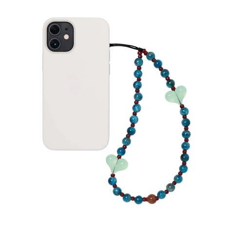Cordino per Cellulare con Perline a Cuore in Acrilico e Pietra Naturale Fatto a Mano Vintage Cinturino per Telefono Ametista per Donna