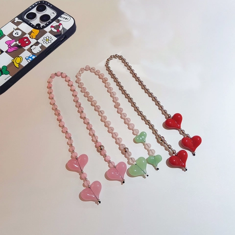 Portachiavi con Perline Fatto a Mano Cuore Sorriso Nuvola Fungo Anatra Ciondolo per Borsa Gioielli Colorati in Resina Vetro Accessorio