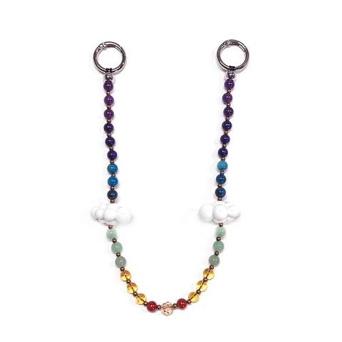 Ciondolo per Borsa in Perline Colorate Portachiavi per Donna Ragazze Fatto a Mano Pietra di Vetro Cuore Nuvola Fungo Faccina Sorridente Accessorio Borsa