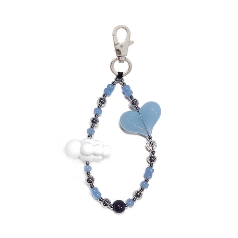 Acryl Perlen Schlüsselanhänger Herz Wolke Handyband Damen Tasche Anhänger Galvanisierte Glasperlen Handgemachte Schmuck Anhänger