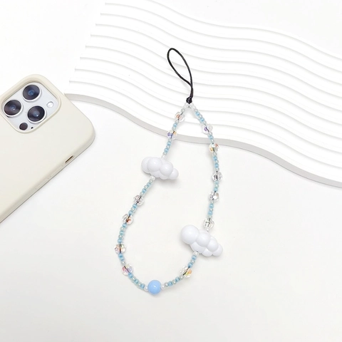 Handmade Beaded Phone Chain Lanyard Cloud Butterfly Crystal Seed Bead Wrist Strap For Women Korean Ins Phone Accessories