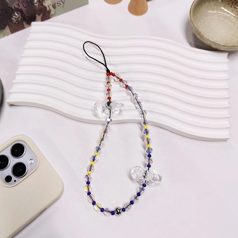 Bunte Perlen Telefonkette Acryl Schmetterling Wolke Dekoration Handgemachtes Band Für Damen Mode Telefon Charm Zubehör
