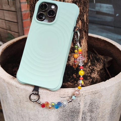 Bunte Perlen Handy Anhänger Schlüsselanhänger Regenbogen Acryl Glasperlen Pilz Herz Stern Schlüsselband Für Damen Taschen Deko