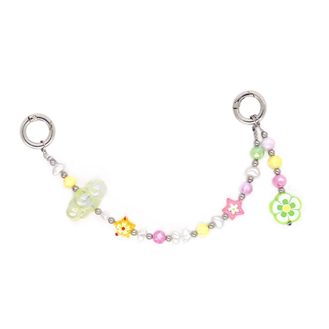 Dragonne de Téléphone en Künstliche Perles Colorées Style INS Fleur Étoile Nuage Charme de Sac en Acrylique Bijoux pour Femmes