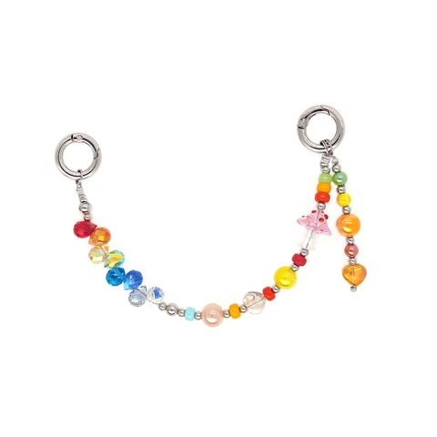 Bunte Perlen Handy Anhänger Schlüsselanhänger Regenbogen Acryl Glasperlen Pilz Herz Stern Schlüsselband Für Damen Taschen Deko