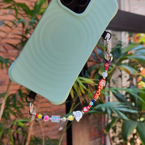 Multicolor Handmade Beaded Phone Charm Chain With Zinc Alloy Heart Pendant Acrylic Flower Alphabet Beads Women Accessory