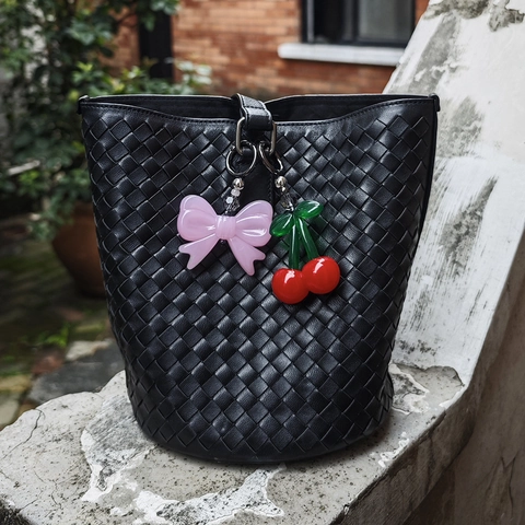 Portachiavi con Perline in Resina Acrilica Ciliegia Fiocco Cuore Sorriso Fungo per Donna Ragazza Ciondolo per Borsa Carino