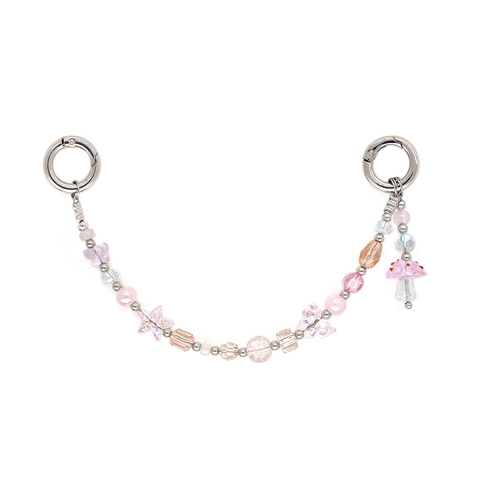 Handmade Beaded Phone Chain Sweet Acrylic Butterfly Mushroom Star Bag Charm Accessory With Dual Zinc Alloy Rings For Women Girls Jewelry
