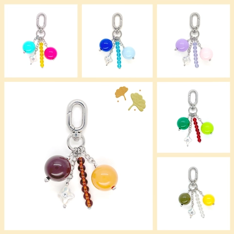 Portachiavi con Perline Colorate per Decorazione Borsa Perline in Resina Acrilica Chiusura in Lega di Zinco Stella Fiore Pendente Stile Dopamina