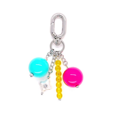 Portachiavi con Perline Colorate per Decorazione Borsa Perline in Resina Acrilica Chiusura in Lega di Zinco Stella Fiore Pendente Stile Dopamina