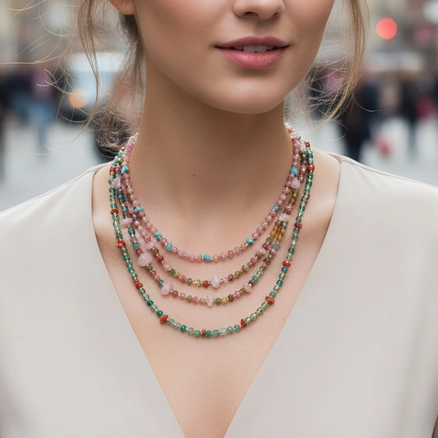 Handgemaakte Kralenketting En Armband Van Natuursteen Boheemse Vergulde Koperen Onregelmatige Halfedelsteen Sieraden Voor Dames
