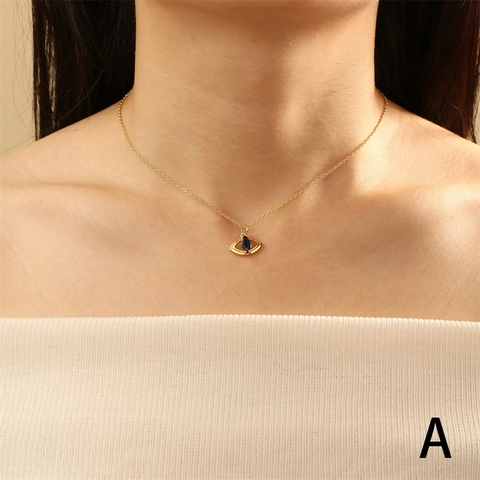 Bohemian Evil Eye Pendant Necklace Copper Gold Plated Zirconia Turkish Blue Eye Clavicle Chain Jewelry For Women Gift