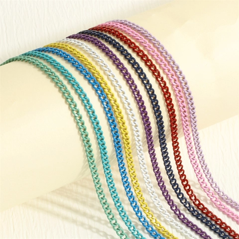 Modern Colorful Lacquer Cuban Link Necklace For Women Copper Adjustable Dopamine Style Fashion Simple Layering Choker Neck Jewelry